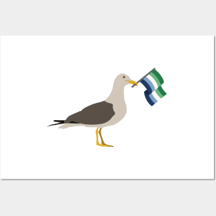 Seagull Holding Gay Male Pride Flag Posters and Art